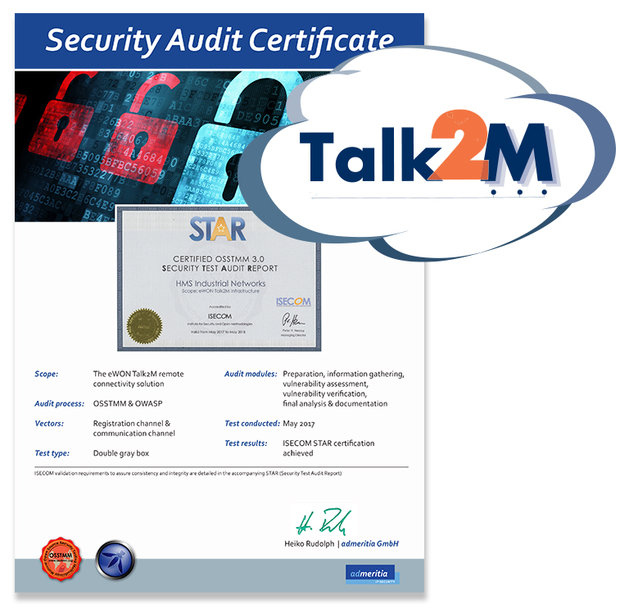 Решение eWON® Talk2M прошло сертификацию безопасности ISECOM STAR